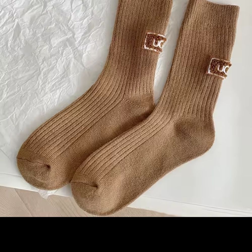 UGG Tan Ribbed Casual Socks for Woman